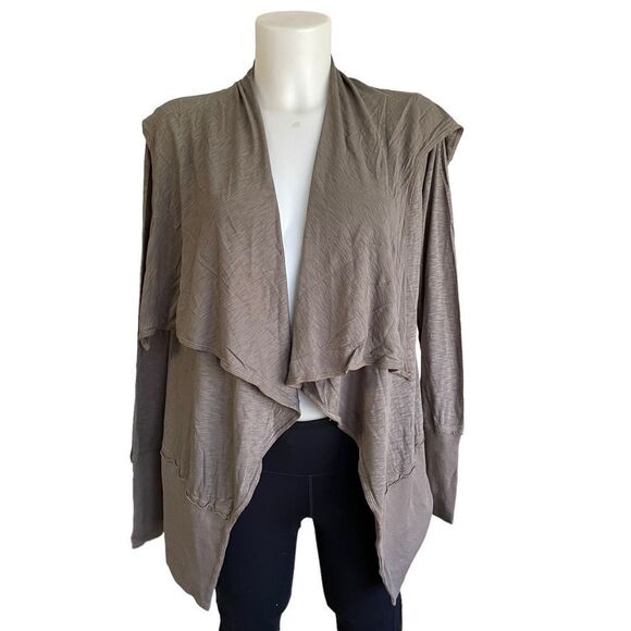 REVOLVE LAmade olive green/ gray open front waterfall hooded cardigan sz XS NWT! - Picture 2 of 9